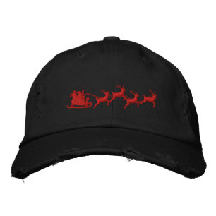 Holidays Santa Sleigh Ride Szene Stickerei Bestickte Kappe