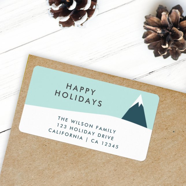 Holidays Snow Mountain | Scandi-Rücksendeadresse Adressaufkleber (Von Creator hochgeladen)