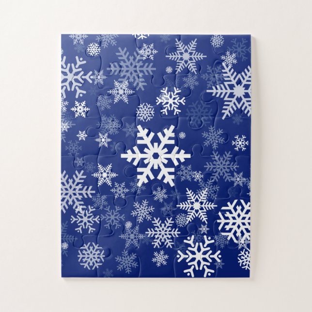 Holidays Snowflakes Navy Blau für jedermann Puzzle (Vertikal)