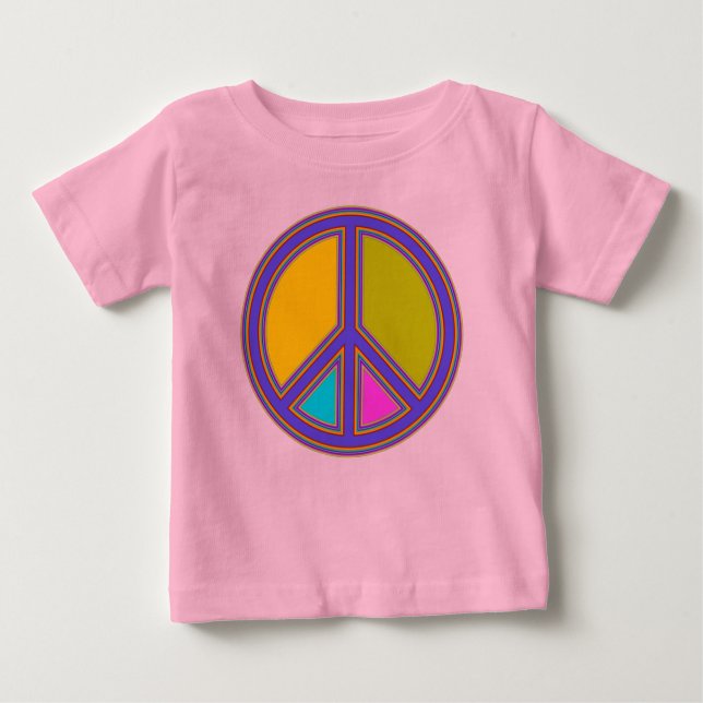 holiES - farbiges PEACE-Zeichen + Ihre Ideen Baby T-shirt (Vorderseite)