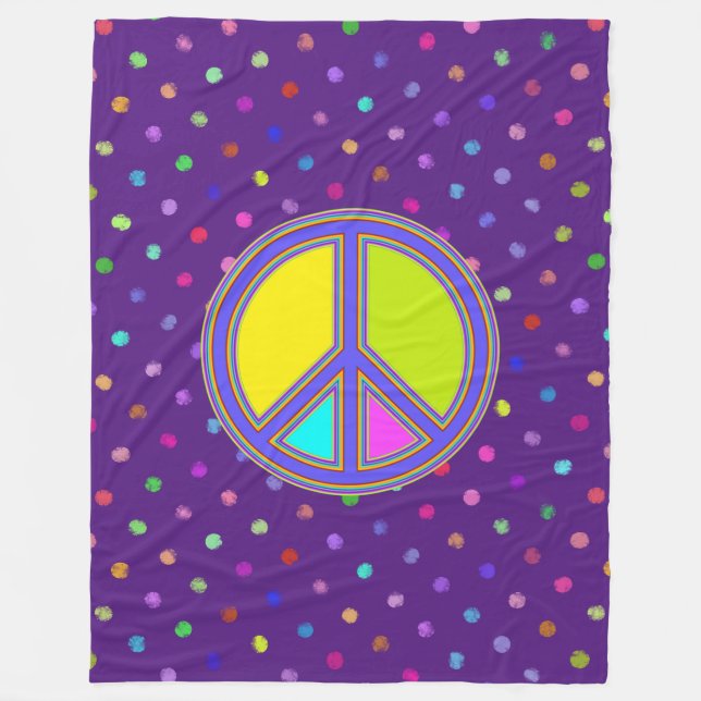 holiES - farbiges PEACE-Zeichen + Ihre Ideen Fleecedecke (Vorderseite)