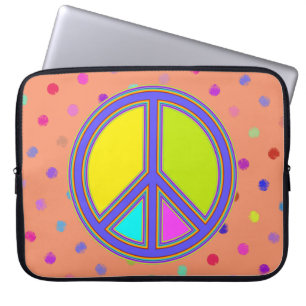 holiES - farbiges PEACE-Zeichen + Ihre Ideen Laptopschutzhülle