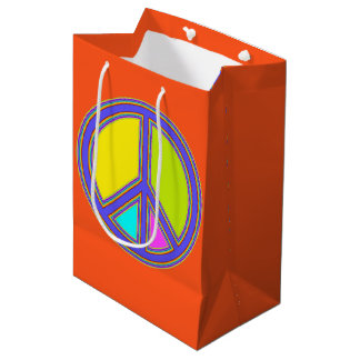 holiES - farbiges PEACE-Zeichen + Ihre Ideen Mittlere Geschenktüte