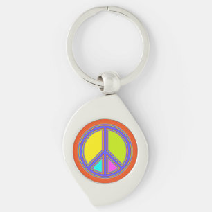 holiES - farbiges PEACE-Zeichen + Ihre Ideen Schlüsselanhänger
