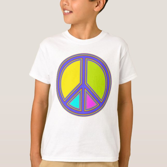 holiES - farbiges PEACE-Zeichen + Ihre Ideen T-Shirt (Vorderseite)