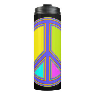 holiES - farbiges PEACE-Zeichen + Ihre Ideen Thermosbecher