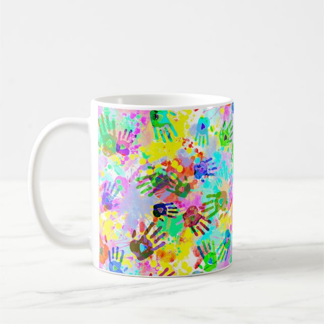 holiES - Hände spritzen farbiges Grunge Muster 2 Kaffeetasse (Links)