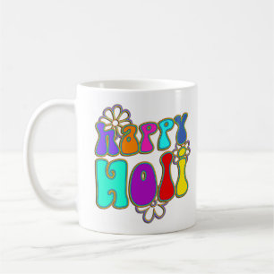 holiES - HAPPY HOLI farbige Kontur Blume 1 Tasse