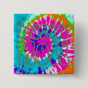 holiES - HAPPY HOLI hat einfach Kontur 1 gefärbt Button