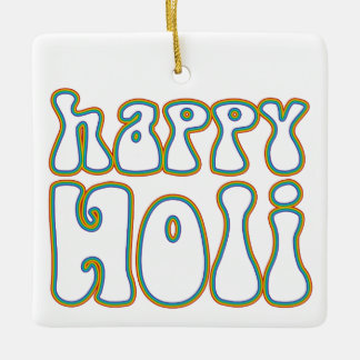 holiES - HAPPY HOLI hat einfach Kontur 1 gefärbt Keramikornament