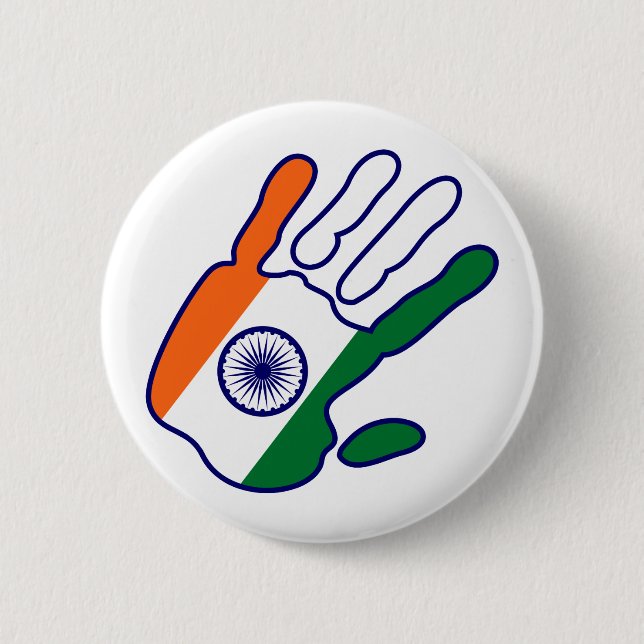 holiES - India Flag Hand - sei ein Fan Button (Vorderseite)