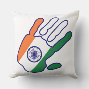 holiES - Indische Flagge Hand + Ihre Hintergrundfa Kissen Für Draußen