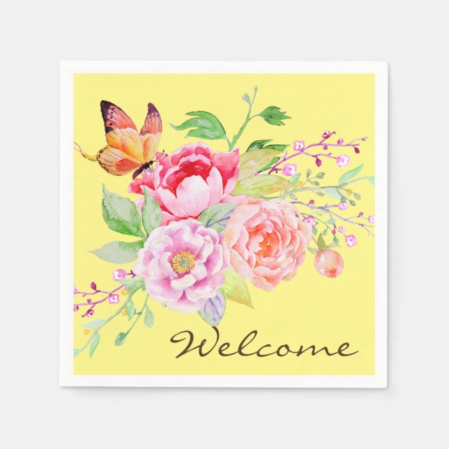 holiES - Wasserfarbene Frühlingsblumen Bouquet 2 Serviette (Vorderseite)