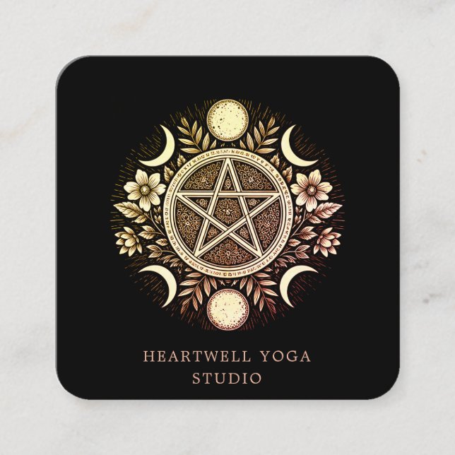Holistic Celestial Sun Moon Black Quadratische Visitenkarte (Vorderseite)