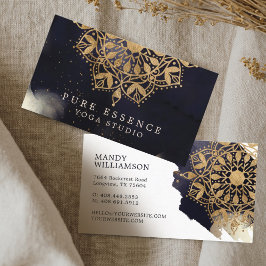 Holistic Gold Mandala Lotus Dark Ink Yoga Visitenkarte