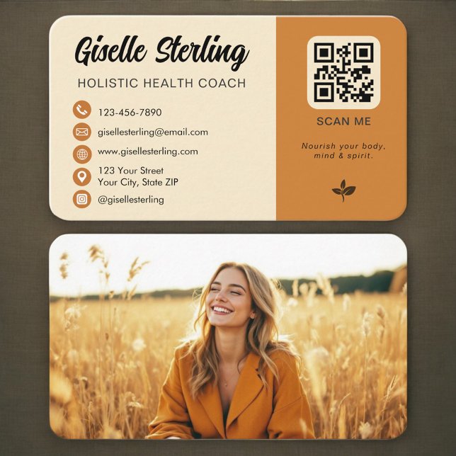 Holistic Health Coach QR Code Photo Visitenkarte (Von Creator hochgeladen)
