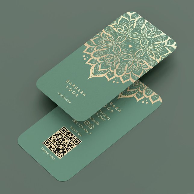 Holistic Personal Trainer Elegante Visitenkarte (Personal Trainer Elegant Dusty Blue Gold Mandala Business Card
)