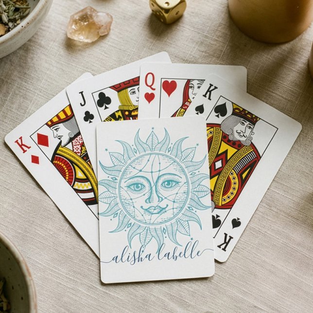 Holistisch & schön Sonne Gesicht & Sterne Spielkarten (Holistic Celestial Sun Face & Stars Spiritual Poker Cards)