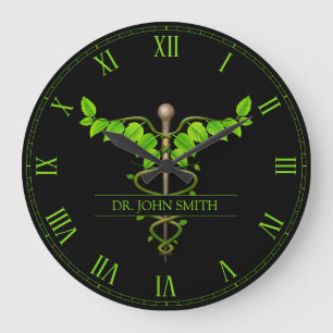 Holistische Alternative Medical Caduceus Green Blä Große Wanduhr