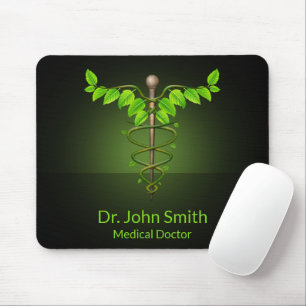 Holistische Alternative Medical Caduceus Green Blä Mousepad