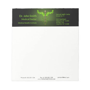 Holistische Alternative Medical Caduceus Green Blä Notizblock