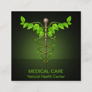 Holistische Alternative Medical Caduceus Green Blä Quadratische Visitenkarte