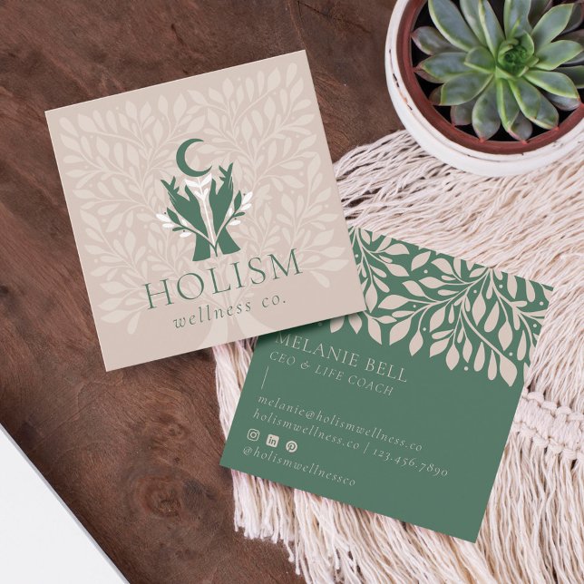 Holistische Gesundheit & Wellness-Heilung Hände Ce Quadratische Visitenkarte (Holistic Health & Wellness Healing Hands Celestial Square Business Card)