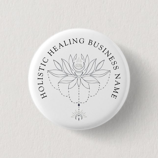 Holistische Heilung Lotus Blume Business Button (Vorderseite)