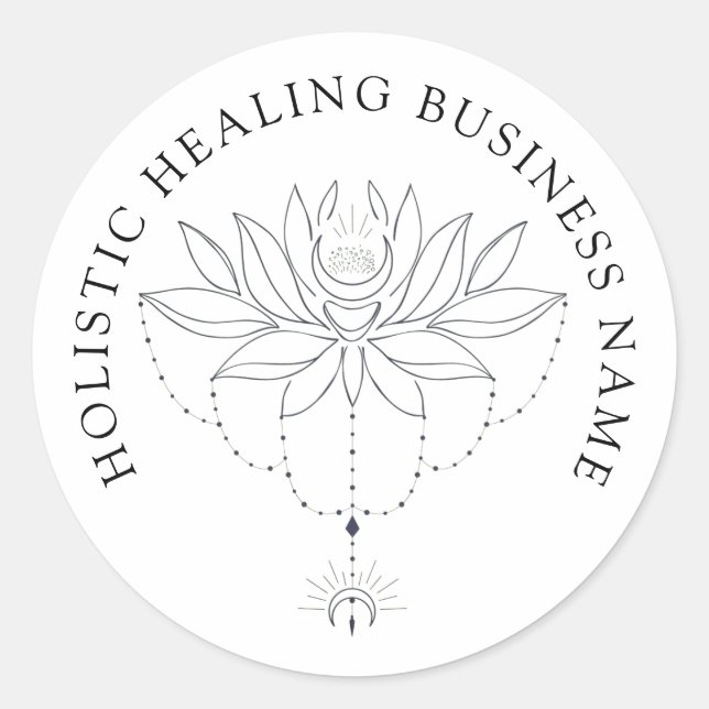 Holistische Heilung Lotus Blume Business Runder Aufkleber (Vorderseite)