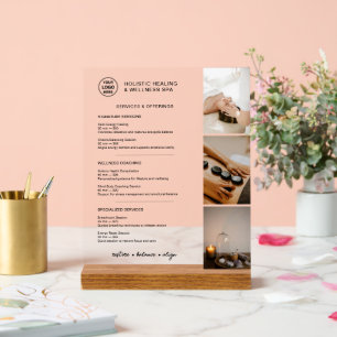 Holistische Wellness-Dienstleistungen Menü Acrylschild