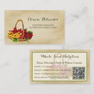 Holistischer Ernährungsberater Obstkorb QR-Code Visitenkarte