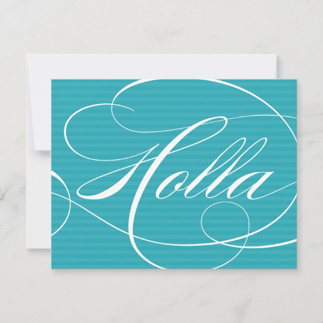 HOLLA BLUE SCRIPT | KLEINE GRUSSKARTEN MITTEILUNGSKARTE (Vorderseite)