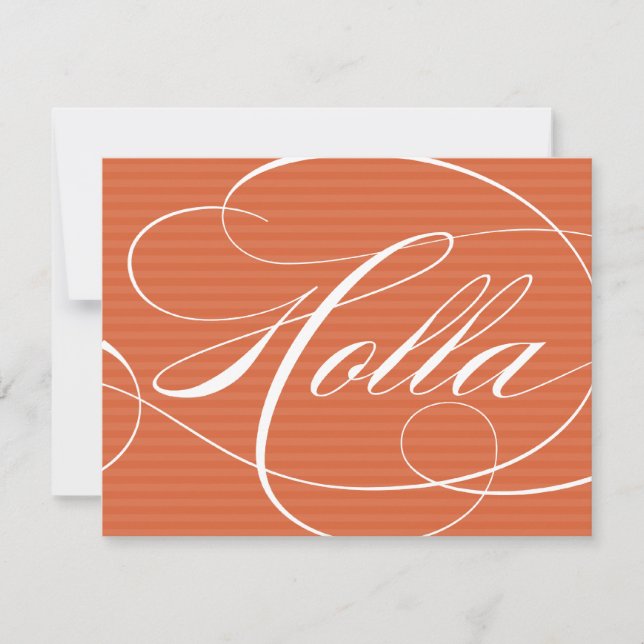 HOLLA ORANGE SCRIPT | KLEINE GRUSSKARTEN MITTEILUNGSKARTE (Vorderseite)