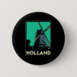 Holland Art Deco Vintage Retro Reiseplakat Button