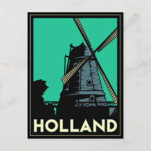 Holland Art Deco Vintage Retro Reiseplakat Postkarte
