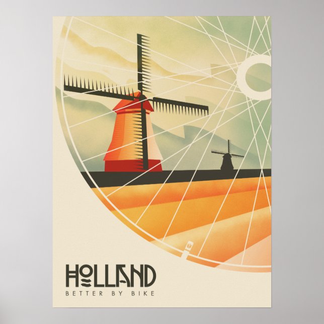 Holland, besser mit dem Fahrrad, Reiseplakat Poster (Vorne)