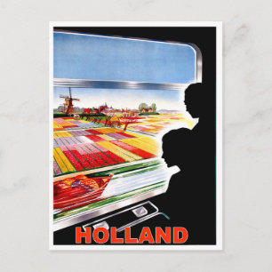 Holland, Blick aus dem Zugfenster, Vintage-Reise Postkarte