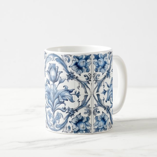 Holland Blue Tulip Pattern Kaffeetasse (VorderseiteRechts)