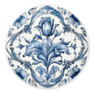 Holland Blue Tulip Pattern Keramikknauf