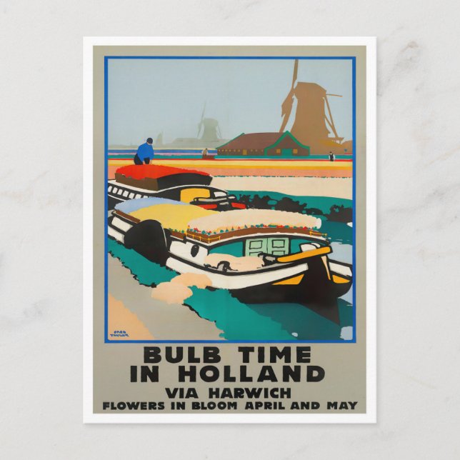 Holland Bulb Time Vintage Reise Postkarte (Vorderseite)