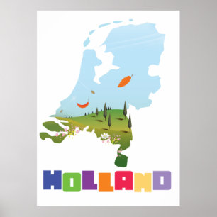 Holland-Cartoon-Karte Poster