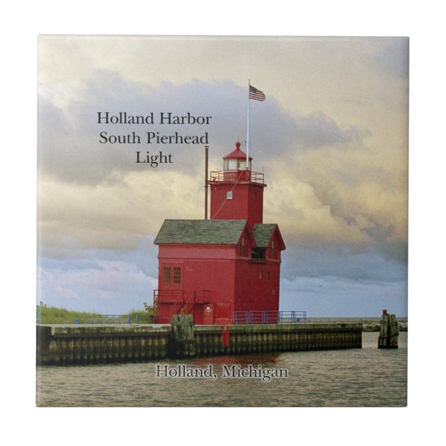 Holland Harbour South Pierhead Light tile Fliese (Vorderseite)
