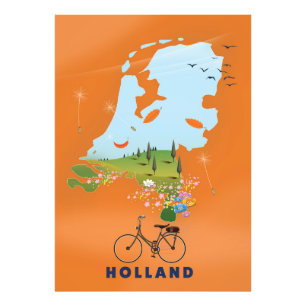 Holland Karte Reiseplakat Fotodruck