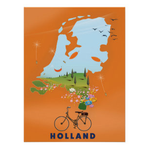 Holland Karte Reiseplakat Poster