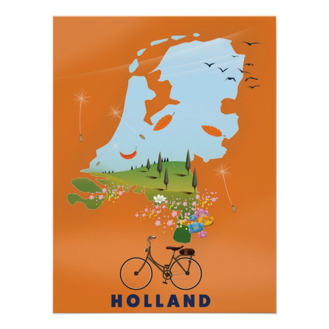 Holland Karte Reiseplakat Poster (Vorderseite)