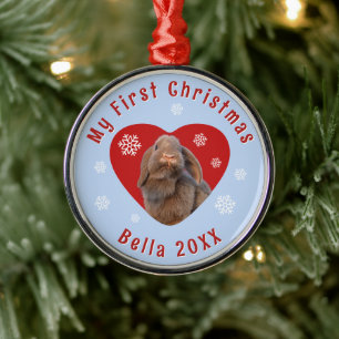 Holland Lop Erstes Weihnachten Benutzerfoto Ornament Aus Metall