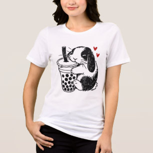 Holland Lop Kaninchen liebt Boba-Tee Häschen und B Tri-Blend Shirt