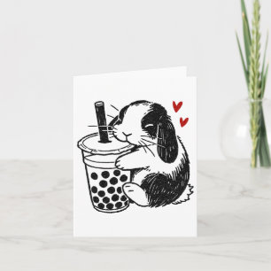Holland Lop Rabbit Lieben Boba Tea Bunny and Bubbl Karte