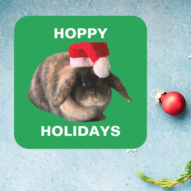 Holland Lop Rabbit Weihnachtsaufkleber Quadratischer Aufkleber (Von Creator hochgeladen)
