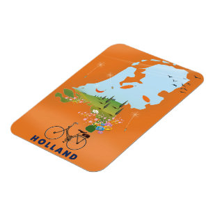 Holland Map Reiseplakat Magnet